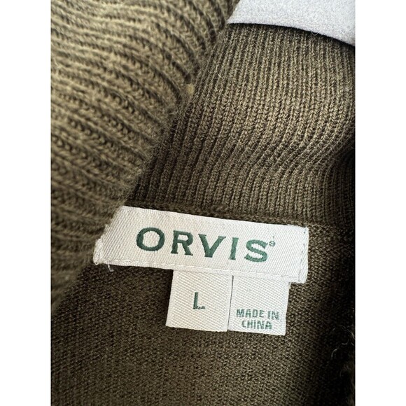 ORVIS women’s Large 100% Merino Wool Sweater Dark Green Khaki - Picture 2 of 8